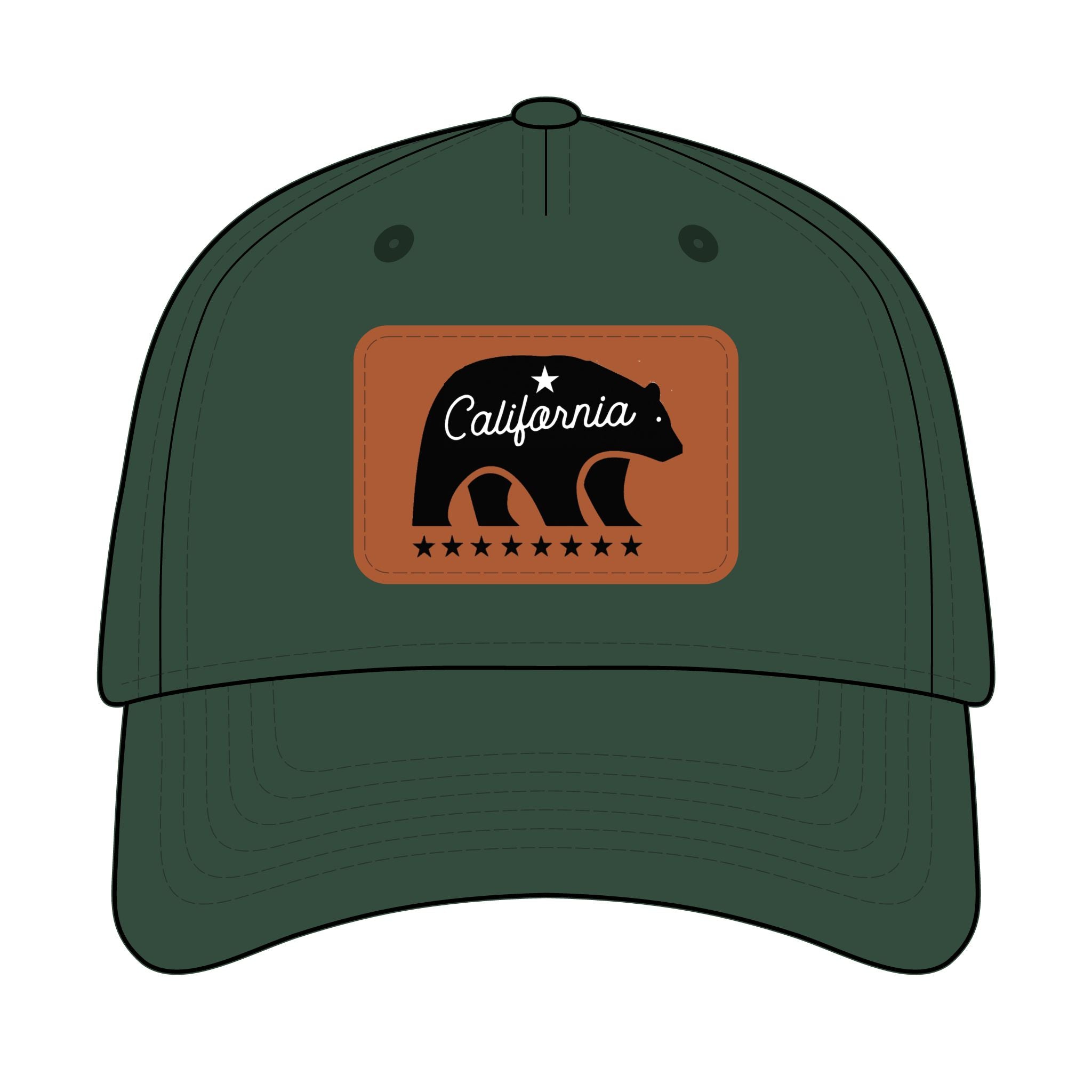 Green cap with a California bear logo on a white background